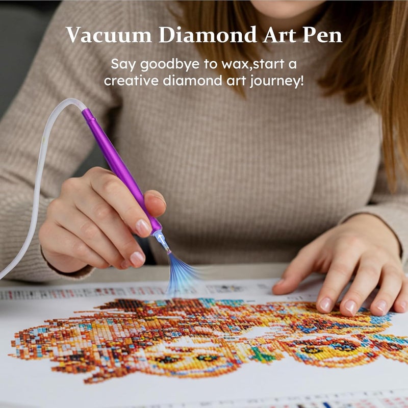 PP OPOUNT Diamond Art Accessories, Wax-Free Diamond Art Pens with 2 Storage Trays, Ergonomic Design DiamondPainting Pen, Long-lasting and Stable (Purple) - Image 2